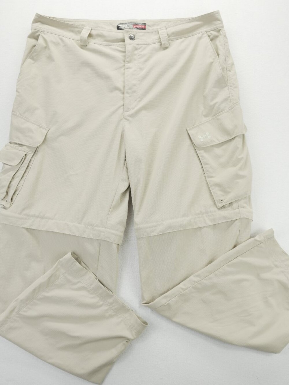 Under Armour 38x30 Beige Ripstop Hunt Fish Convertible Mens Cargo Pants